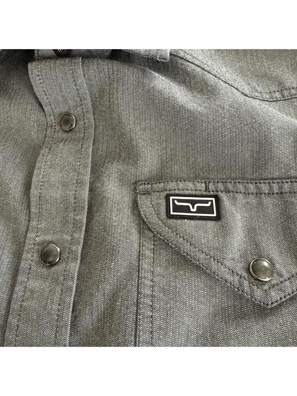KIMES RANCH - Gray Long Sleeve Snap Button Western Shirt w/ Pockets - Mens Small - Picture 2 of 8
